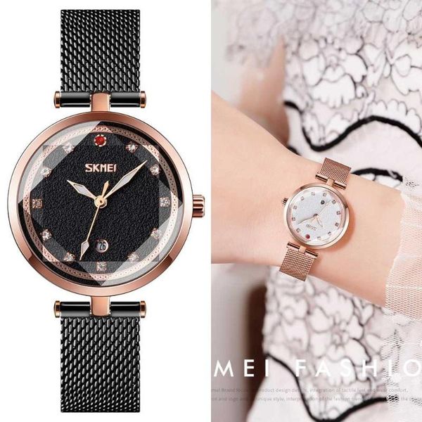 

wristwatches luxury watch women stainless steel bracelet dress ladies watches japan quartz movement waterproof skmei date clock mujer zegare, Slivery;brown