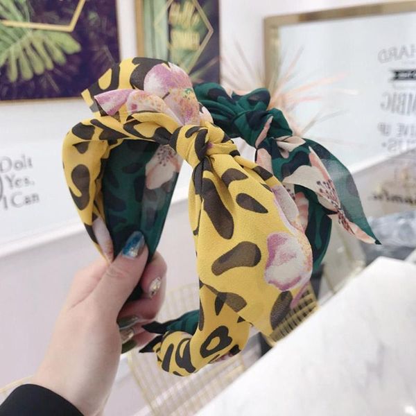 

hair clips & barrettes adjustable 1 pc headband fashion leopard bow knot headwear hoop silk bands head wide fabric girl female e7o8, Golden;silver