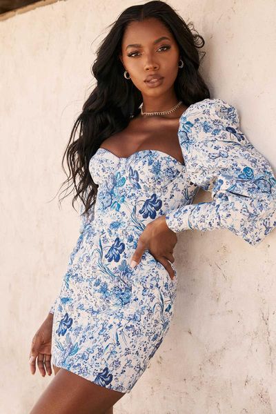 

party dresses 2021 women's square neck print summer dress, White;black