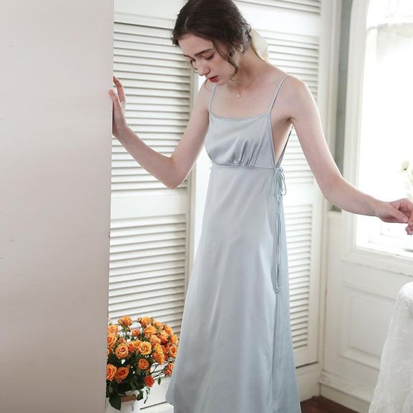 

sleep dress summer lingerie satin nightgown women women's sleepwear, Black;red