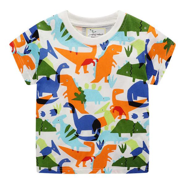 Springen Meter Sommer Kinder Jungen T-shirt Animal Print Kurzarm T-shirts Kinder Cartoon Giraffe Mode Casual Tops 210529