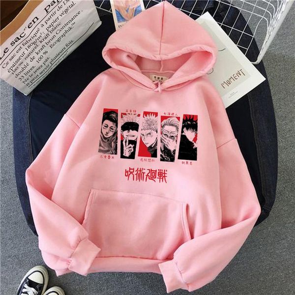 

men's hoodies & sweatshirts jujutsu kaisen graphic men harajuku yuji itadori japanese anime gojo satoru cartoon streetwear male, Black