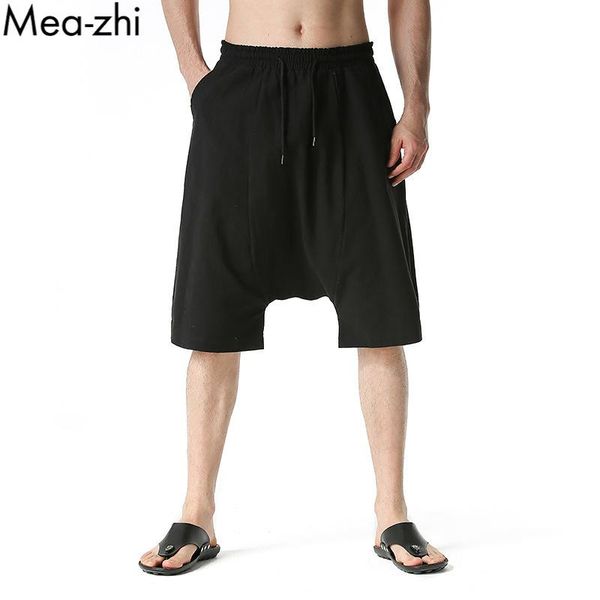 

men's shorts harem pants retro solid casual street summer loose men, White;black
