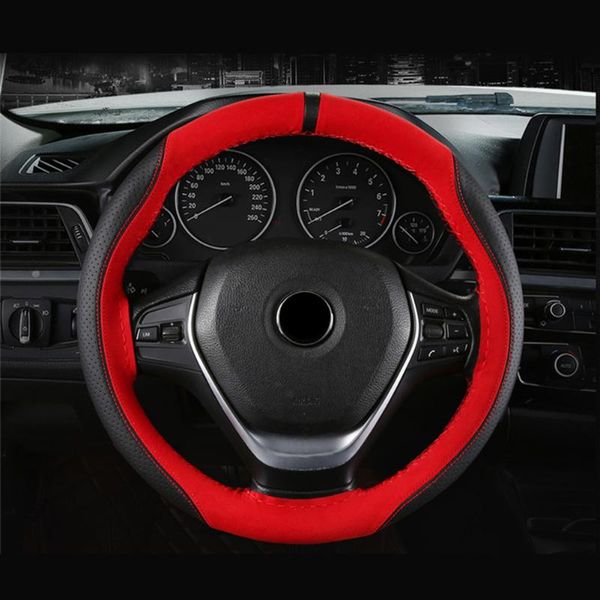 

steering wheel covers black and red cover replacement universal 38cm accessories