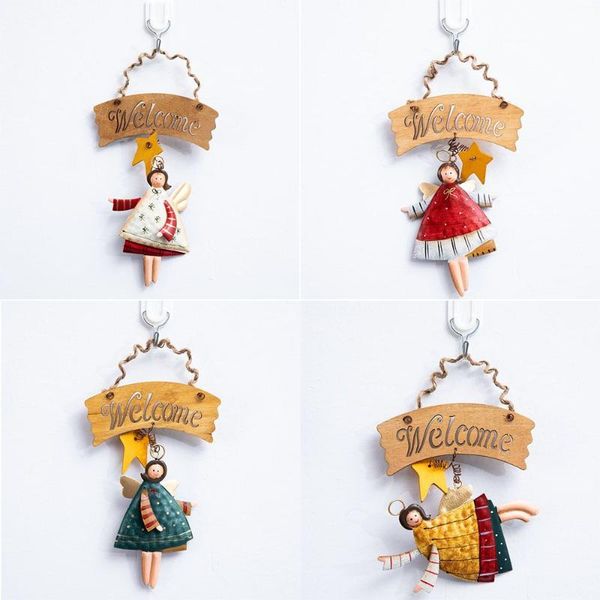 

christmas decorations gifts retro metal handcraft xmas tree embellishment hanging pendants cartoon angel drop ornaments