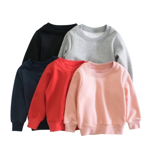

hoodies & sweatshirts baby boys girls kids casual pullover toddler infant autumn fashion solid long sleeve o-neck sweatshirt for 2-7yea, Black