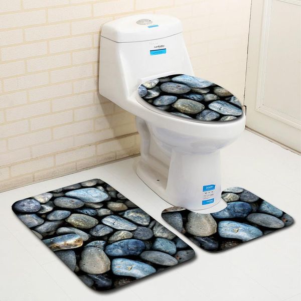 

carpets stone bathroom mat 3-piece toilet set non slip mildew-proof waterproof shower seat