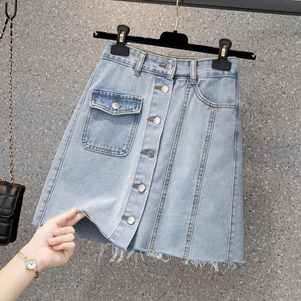 

plus size jeans skirt women's 2021 summer fashion all-match denim high waist loose skirts girls mini streetwar, Black