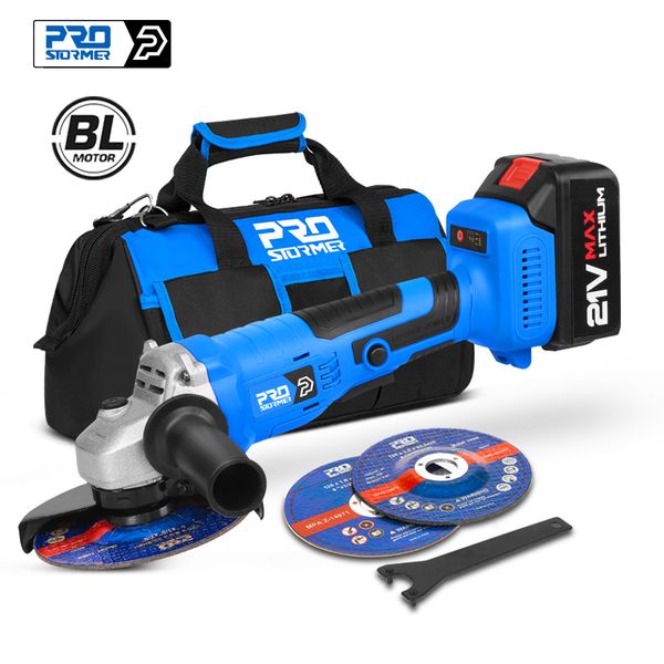 

brushless angle grinder 21v cordless electric grinder machine 4.0mah battery cutting machine polisher power tools by prostormer