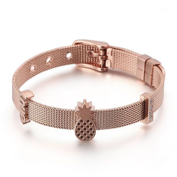 

korean style stainless steel pineapple bracelet simple charm gold jewelry for womens wholesale1, Black