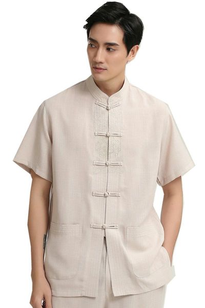 

ethnic clothing shanghai story linen shirt men chinese traditional tang suit clothes for man kungfu top, Red