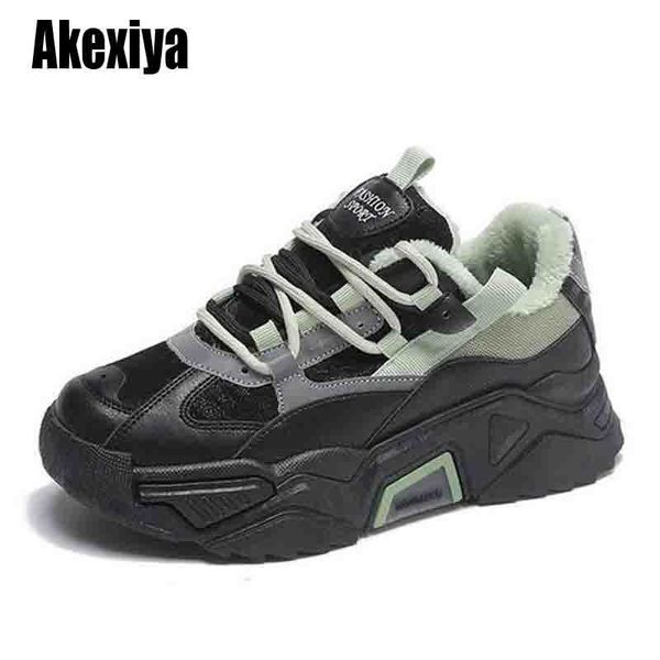 

boots winter suede women's platform chunky sneakers fashion women keep warm dad footwear fur shoe green black p549