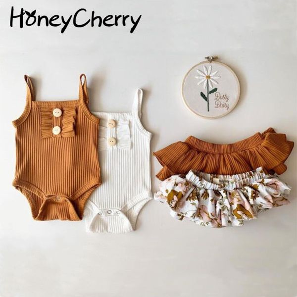 

baby clothes set girls summer romper skirt suit girl for toddler 210515, White