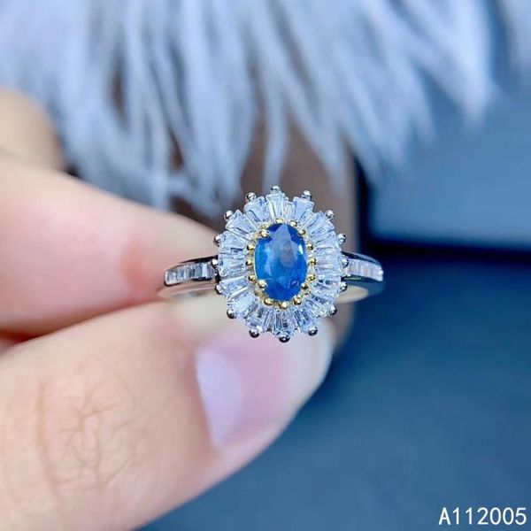 

cluster rings kjjeaxcmy fine jewelry 925 sterling silver inlaid natural gemstone sapphire female ring vintage support test selling, Golden;silver