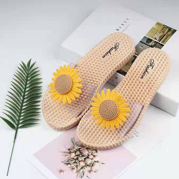 

sun flower women leisure slipper summer popular, Black