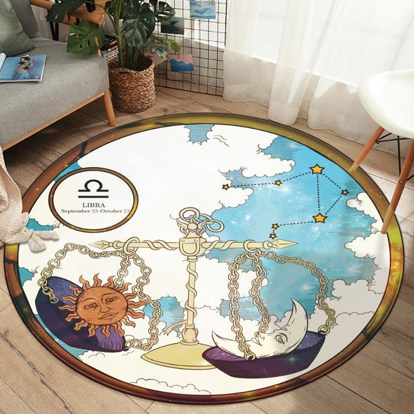 

carpets home bedroom living room decoration rug 12 constellation libra round floor mat flannel anti-slip carpet durable