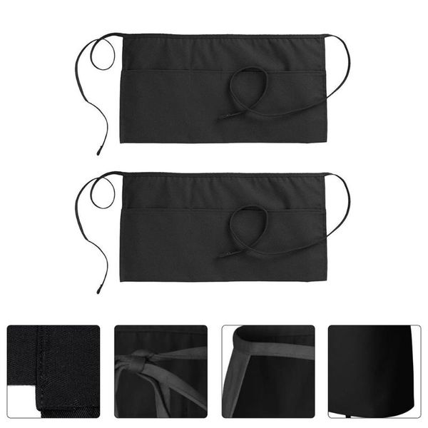 

aprons 2pcs practical half-length western restaurant waiter (black)