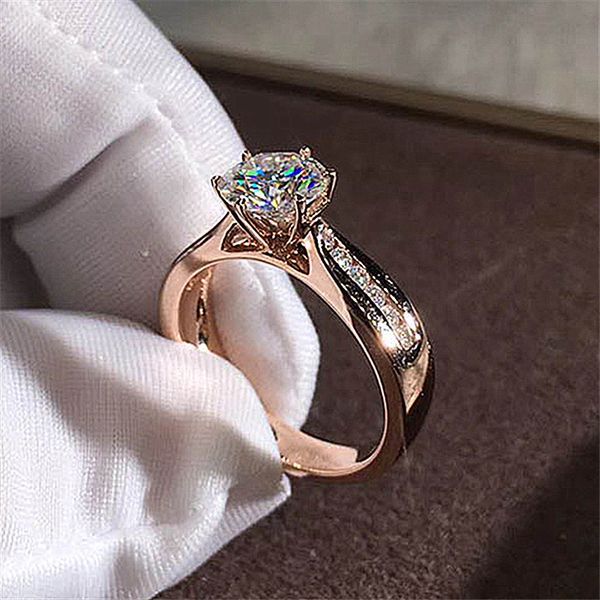 

wide version fashion six claw cubic zircon crystal wedding ring female, Silver