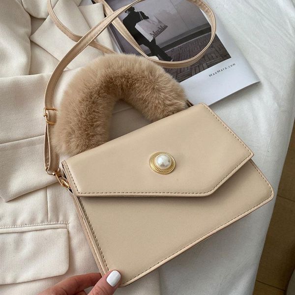 

evening bags simple style crossbody bag soft leather female shoulder plush handbag fashion square small lady