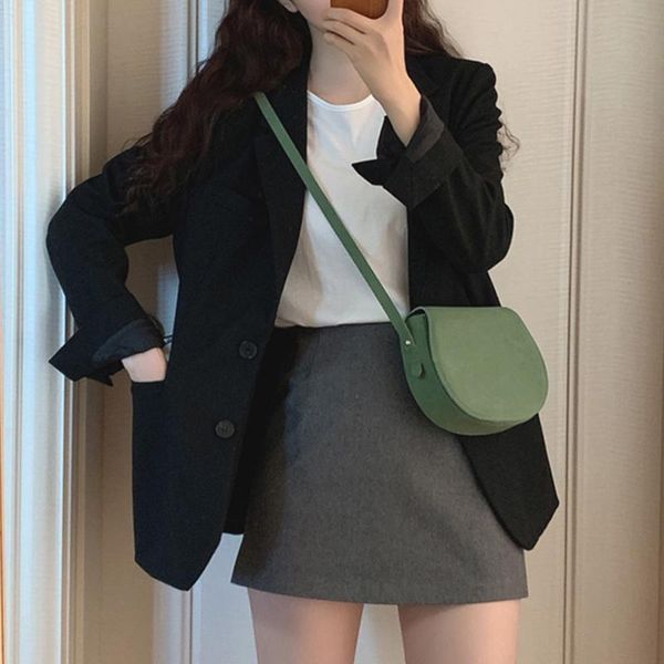 

women's suits & blazers elegant office lady blazer jacket women loose plus size korean ol spring autumn suit casual black outwear coats, White;black