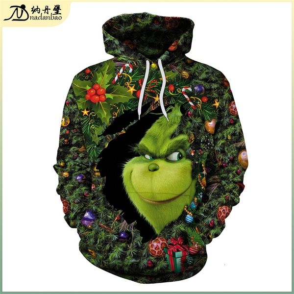 

electric green hair strange grinch's same 3d digital printed sweater cosplay peripheral hoodie, Black