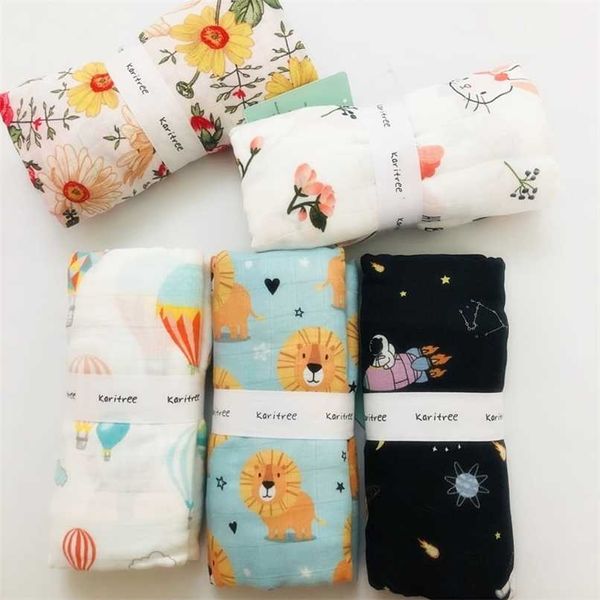 120см Baby Swaddle Baby Muslin Одеяло качества Лучше, чем Aden Anais Baby Multi-Exhare Cotton / Bamboo Обитало Младенческая обертка 211029