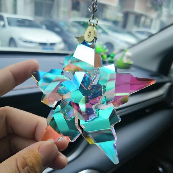 

interior decorations 30th anniversary crystal snowflake car pendant rearview mirror accessories decoration hanging