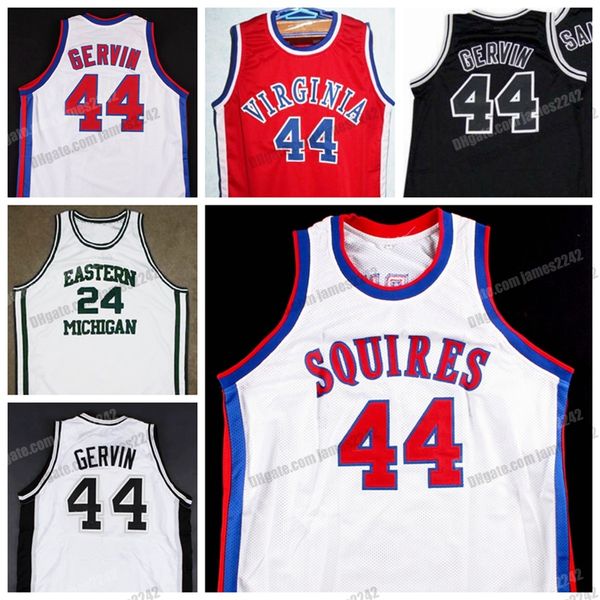 Пользовательский ретро Джордж #44 Gervin Virginia Squires College Basketball Jersey все сшитые белые красные черные размеры S-4XL Любое название номер высочайший жилет