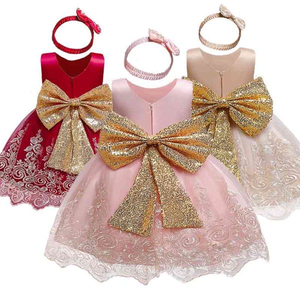 

dresses for girls lace kids princess dresses for wedding blackless elegant evening gown big bow children party clothing for 1-5y, Red;yellow