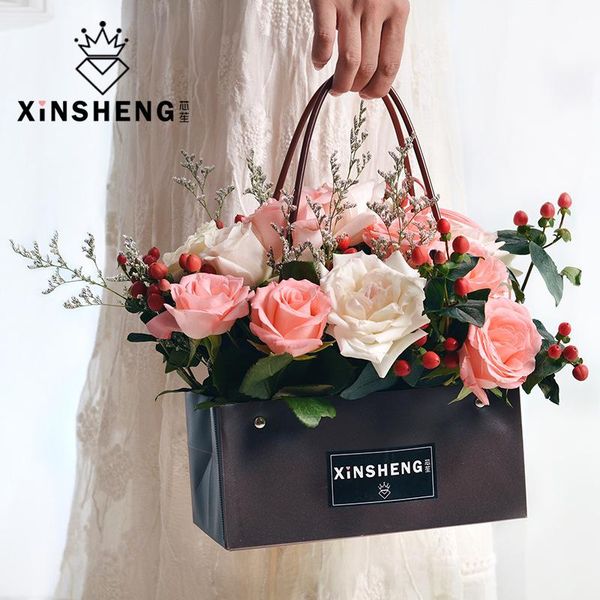 

portable flower box 1pcs folding pvc bouquet material packing gift bag birthday decoration shop arranging wrap