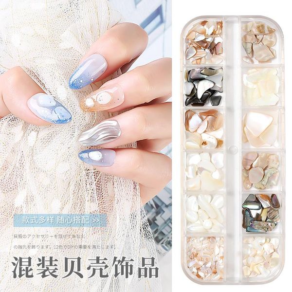 

nail art decorations 15 colors nails abalone shell fragments texture natural sea 3d glitter decoration powder sequins beauty tools, Silver;gold