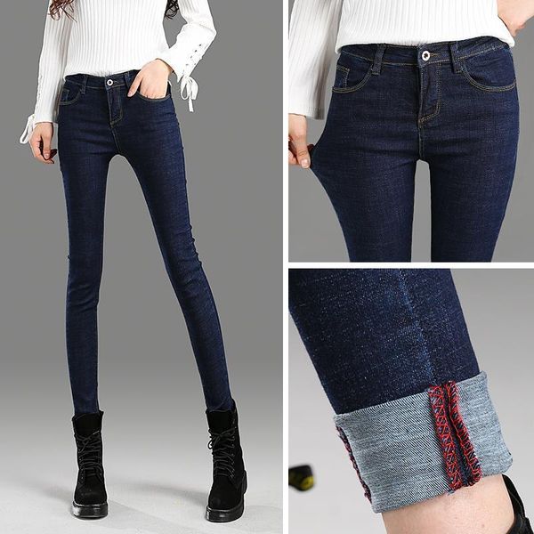 

ff8111 autumn winter stripe fashion womens jeans casual denim pants high waist streetwear, Blue