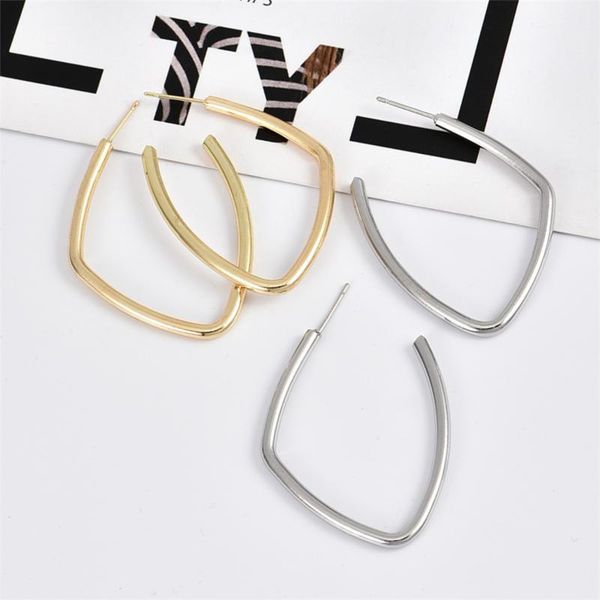 

hoop & huggie minimalism geometric big earrings women irregular gold for girl earring jewelry brincos decorations, Golden;silver