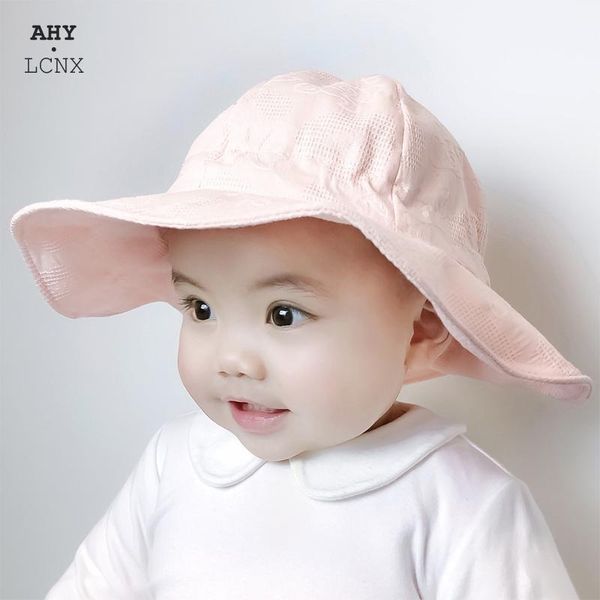 

child bucket hat bow lace edge fashion fisherman girl breathable uv protection big brim outdoor baby caps & hats, Yellow
