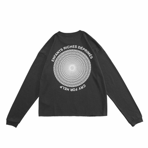

melancholy rich erd second generation disc full print long sleeve t-shirt high street fold wear men's and women's loose tee fashio, Black