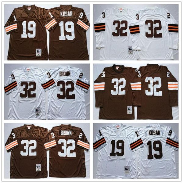 Maglie da calcio vintage 20 Barry Sanders Jersey 32 Jim Brown 19 Bernie Kosar Johnny Unitas Man Vintage White Blue Brown Color All Ed Good