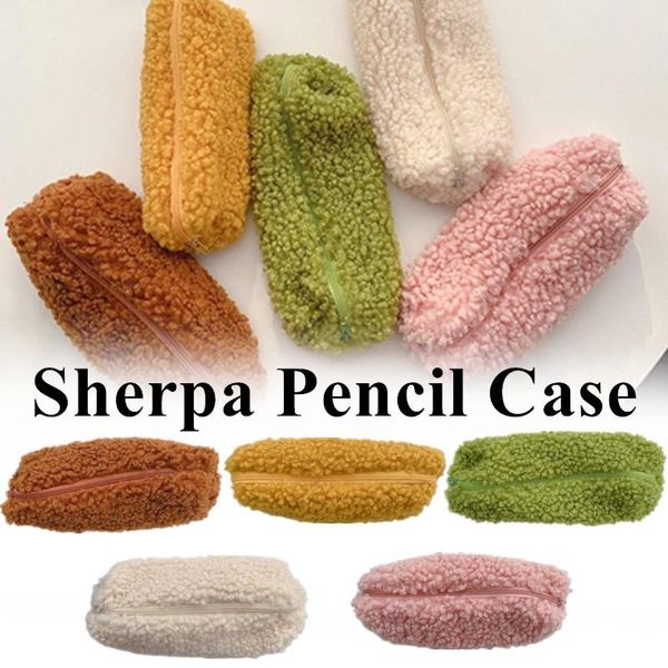 

storage bags 6 colors 1pc lambswool for girls zipper students cute furry portable cosmetic pouch pencil case