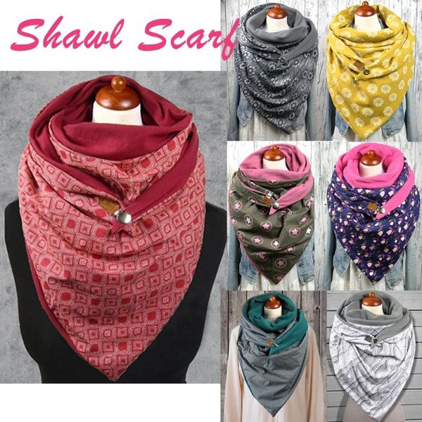 

scarves 40#women warm printing button soft wrap casual shawls 2021 women malaysia cotton thermal scarf chaqueta pelo, Blue;gray