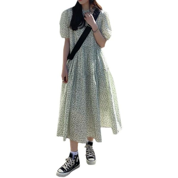 

maternity dresses 2021 summer puff sleeve pregnant women dress long loose sweet floral chiffon dres plus size pregnancy beach cute, White