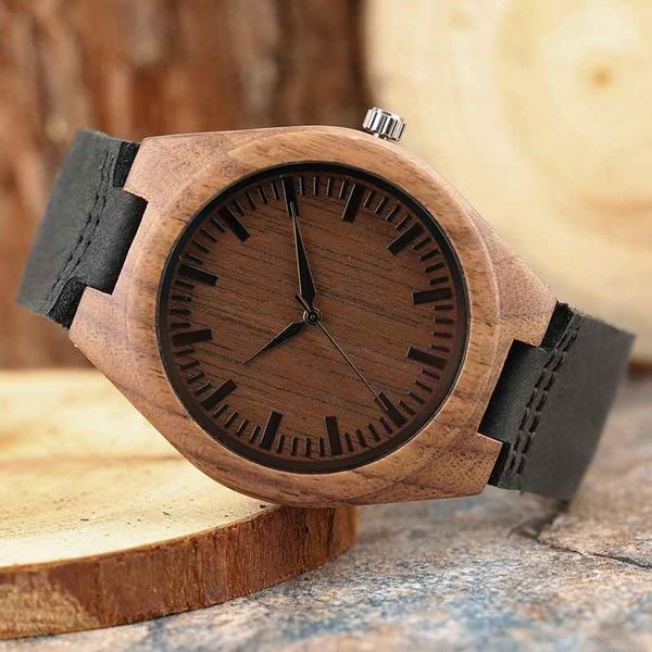 

wristwatches retro coffee dial men's watch natural wood analog quartz clock male genuine leather band reloj de madera watches for men, Slivery;brown