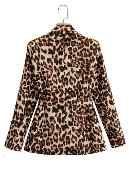 

women's jackets coats autumn belt leopard print suit 1020 w53t, Black;brown