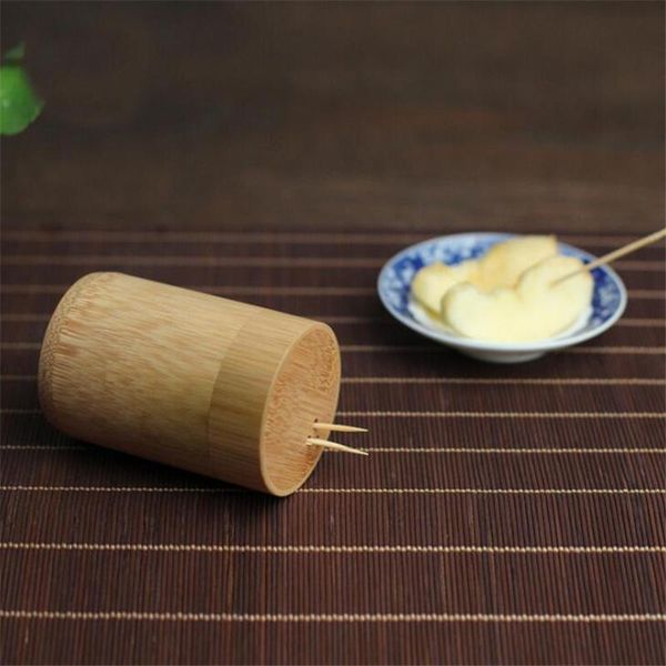 

storage bottles & jars bamboo toothpick box cotton swab travel portable mini home decoration tank accessories