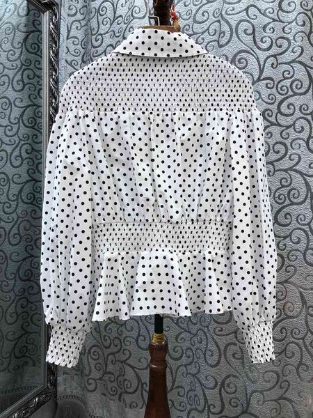 

women's jackets jackets korean fashion blouses autumn casual shirt women turn-down collar polka dot print golden buttons long sleeve s, Black;brown