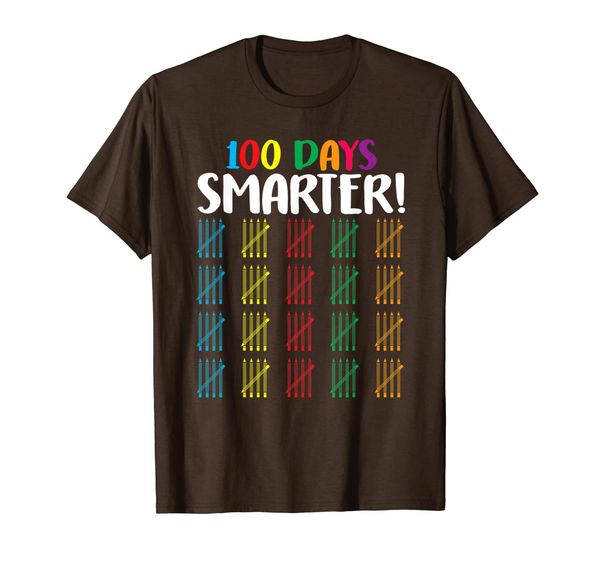 

100 days smarter t-shirt counting hash marks days of school, White;black