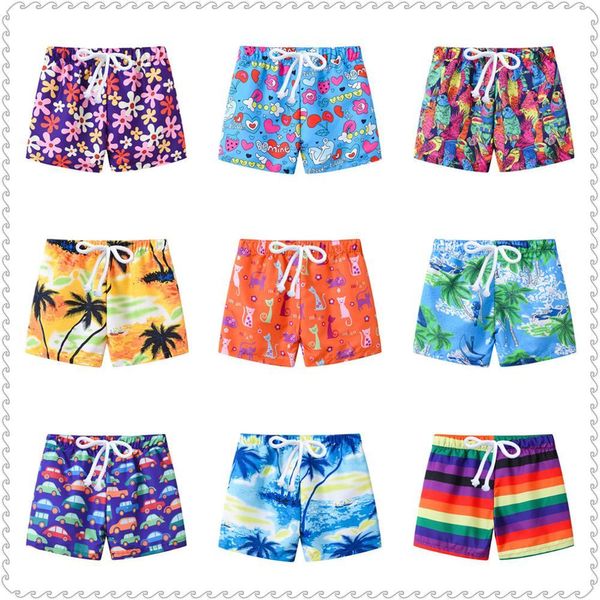 Renkli Çocuk Plaj Şort Pantolon Yaz Erkek Bebek Kıyısı Pantolon Yumuşak Rahat Seaside Tatil Giysileri Kız Külot 2-7 Yıl 210413