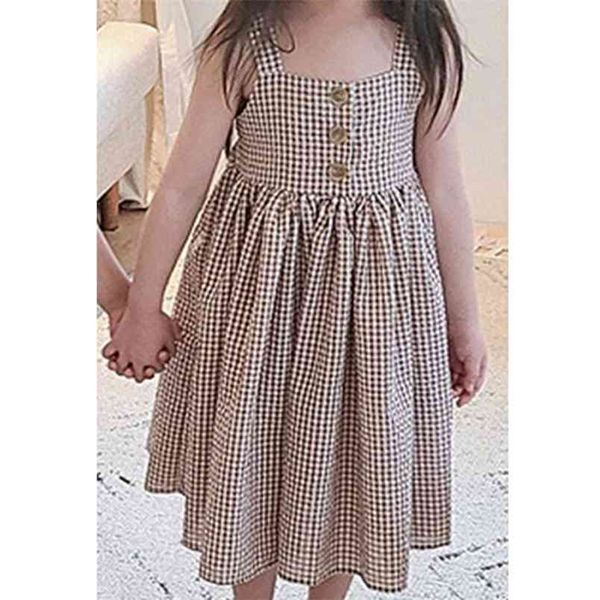 

dress summer kids clothes girls for children girl plaid suspender princess 210528, Red;yellow