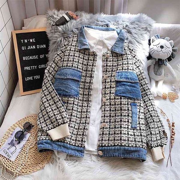 Frauen Winter Strickjacken Elegante Pullover Stricken Ponchos Jeans Patchwork Casual Langen Mantel Übergroßen Sweter Mujer 210430