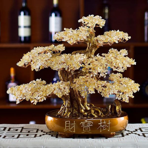 

decorative objects & figurines natural yellow crystal to make a fortune cash lucky tree jewelry home living room office cabinet opening gift