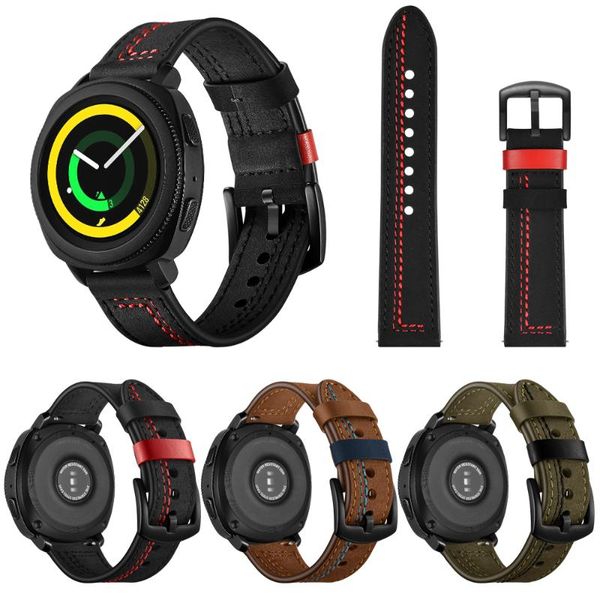 

watch bands genuine leather strap band for samsung gear sport 20mm, Black;brown