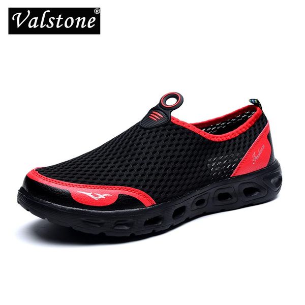 

valstone 2022 new woman and men mesh shoes summer breathable lightweight outdoor flats slip-on plus size casual couple loafers, Red;white